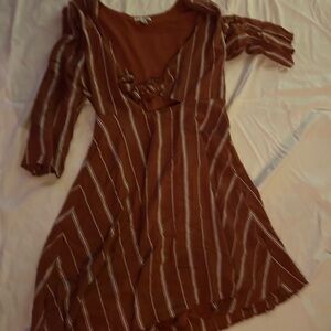 Brown Striped Women's Dress